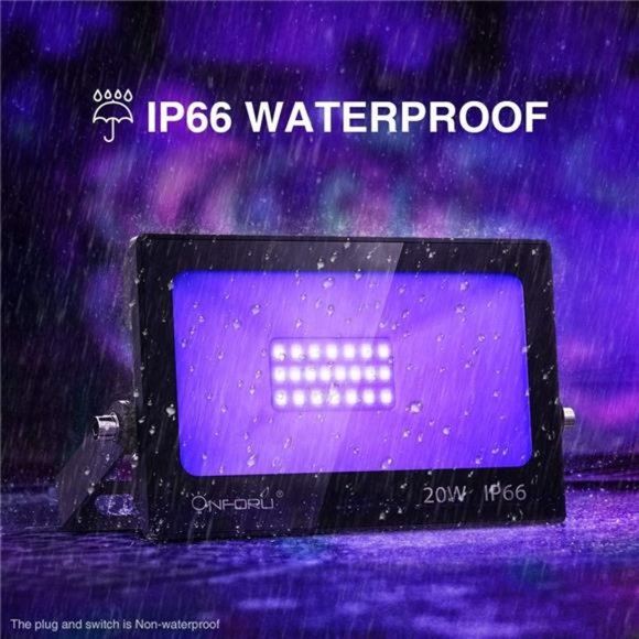 4 Pack 20W LED Black Lights, Blacklight Flood Light with Plug and Switch - Picture 2 of 6